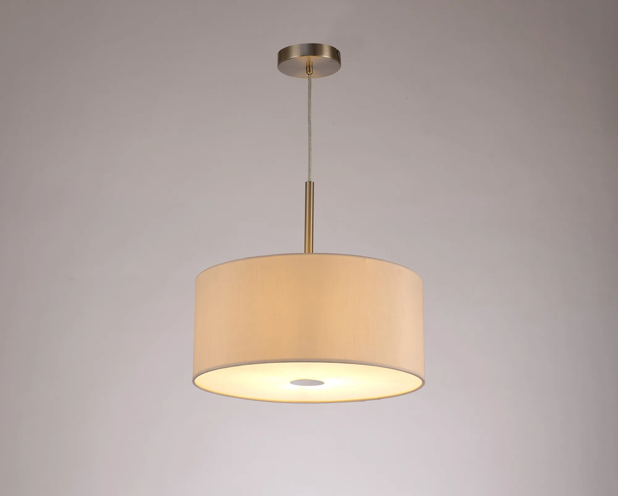 Baymont 40cm Pendant 1 Light Satin Nickel, Nude Beige/Moonlight, Frosted Diffuser DK0296  Deco Baymont SN NU
